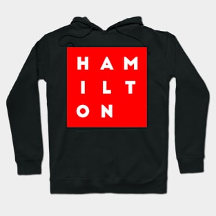 Hamilton | Red square, white letters | Canada Hoodie